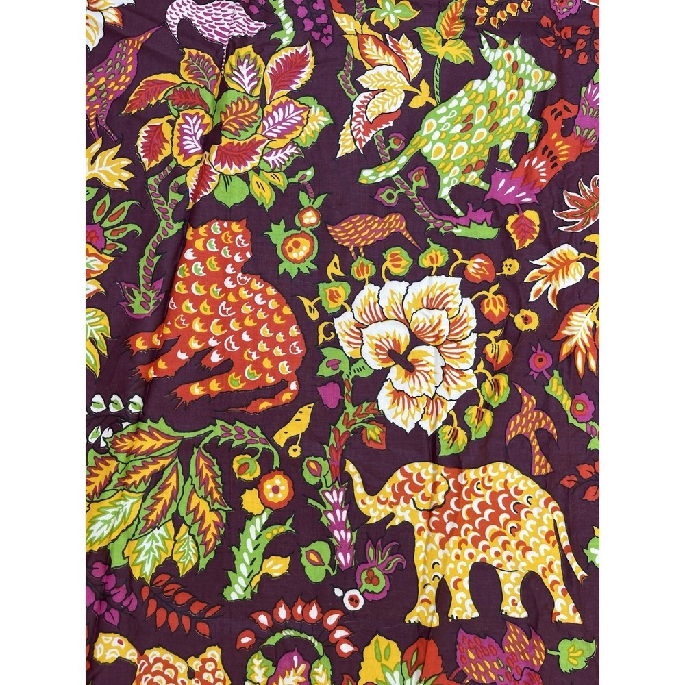 Vintage Joan Kaminski Fabric "Jungle Talk" Hand Printed In Vat Colors Vibrant